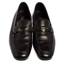Pre Owned Prada Black Leather Penny Loafers Size 40