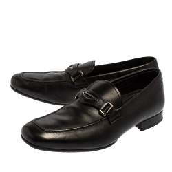 Pre Owned Prada Black Leather Penny Loafers Size 40