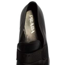 Pre Owned Prada Black Leather Slip On Loafers Size 42.5