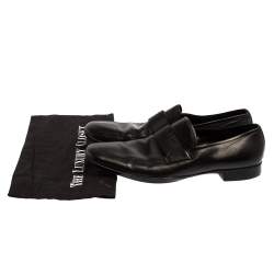 Pre Owned Prada Black Leather Slip On Loafers Size 42.5