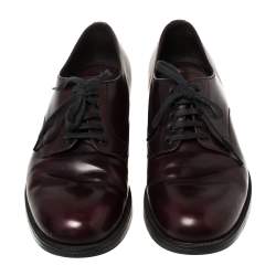 Pre Owned Prada Burgundy Leather Lace Up Oxfords Size 42