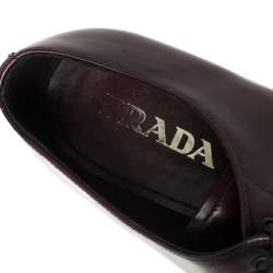 Pre Owned Prada Burgundy Leather Lace Up Oxfords Size 42