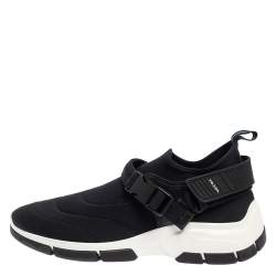 مملوكة مسبقًا Prada Black Neoprene Buckle Detail Sneakers Size 40