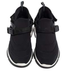 مملوكة مسبقًا Prada Black Neoprene Buckle Detail Sneakers Size 40