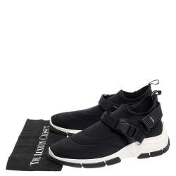 مملوكة مسبقًا Prada Black Neoprene Buckle Detail Sneakers Size 40