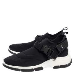 مملوكة مسبقًا Prada Black Neoprene Buckle Detail Sneakers Size 40