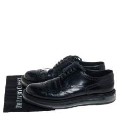 Pre Owned Prada Black Brogue Leather Air Sole Lace Up Derby Size 43.5