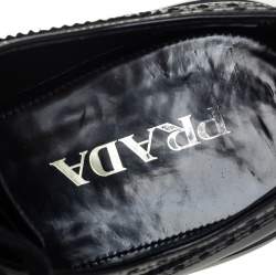 Pre Owned Prada Black Brogue Leather Air Sole Lace Up Derby Size 43.5