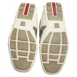 Prada White/Grey Nylon And Leather Low Top Sneakers Size 41.5