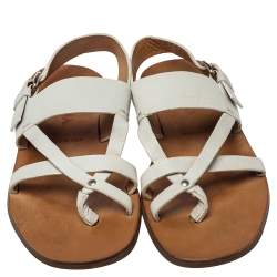 Prada White Leather Thong Sandals Size 42