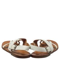 Prada White Leather Thong Sandals Size 42