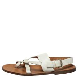 Prada White Leather Thong Sandals Size 42