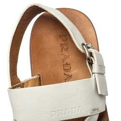 Prada White Leather Thong Sandals Size 42