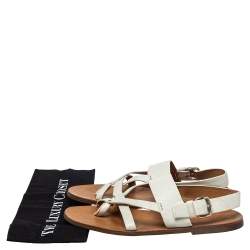 Prada White Leather Thong Sandals Size 42