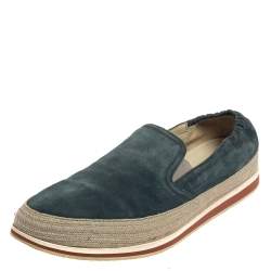Prada Blue Suede Slip On Espadrille Sneakers Size 44