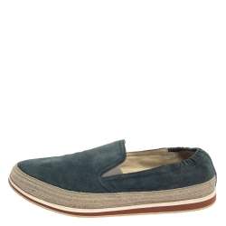 Prada Blue Suede Slip On Espadrille Sneakers Size 44