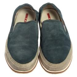 Prada Blue Suede Slip On Espadrille Sneakers Size 44