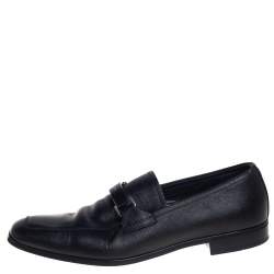Pre Owned Prada Black Leather Slip On Loafers Size 40