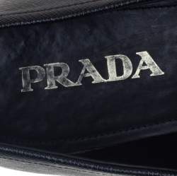 Pre Owned Prada Black Leather Slip On Loafers Size 40