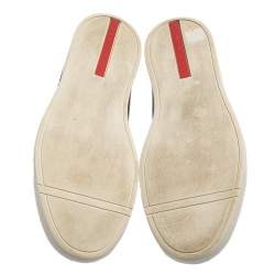 Pre Owned Prada Black Leather Slip on Sneakers Size 41.5