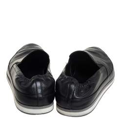 Pre Owned Prada Black Leather Slip on Sneakers Size 44