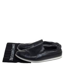 Pre Owned Prada Black Leather Slip on Sneakers Size 44