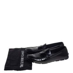 Pre Owned حذاء لوفرز برادا سليب أون جلد أسود مقاس 40.5