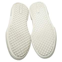 مملوكة مسبقًا Prada White Leather Cap Toe Logo Patch High Top Sneakers Size 44.5 