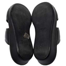Prada Black Leather  Buckle Slide Flat Sandals Size 41.5