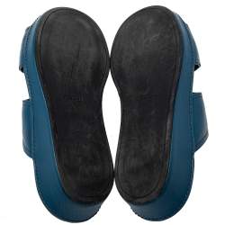 Prada Blue Saffiano Leather Slide Sandals Size 41.5