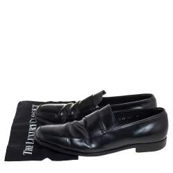 Prada Black Leather Slip On Loafers Size 43.5