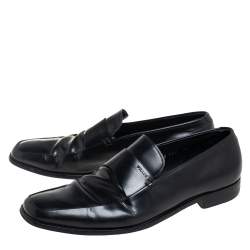 Prada Black Leather Slip On Loafers Size 43.5