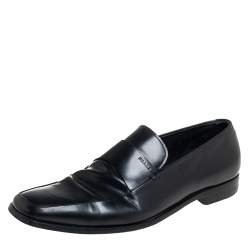 Prada Black Leather Slip On Loafers Size 43.5
