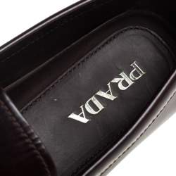 Pre Owned Prada Brown Leather Slip On Loafers Size 43