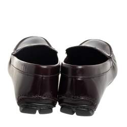 Pre Owned Prada Brown Leather Slip On Loafers Size 43