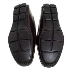 Pre Owned Prada Brown Leather Slip On Loafers Size 43