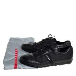 Pre Owned Prada Black Leather And Nylon Low Top Sneakers Size 42