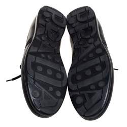 Pre Owned Prada Black Leather And Nylon Low Top Sneakers Size 42