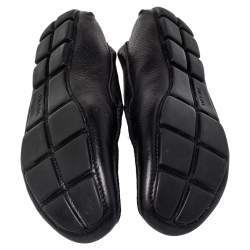 Pre Owned حذاء لوفر برادا درايفر جلد أسود مقاس 42.5