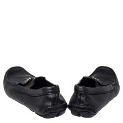 Pre Owned حذاء لوفر برادا درايفر جلد أسود مقاس 42.5