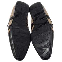 Pre Owned Prada Sport Dark Brown/Beige Canvas and Leather Velcro Sneakers Size 37