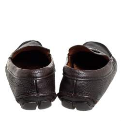 Prada Dark Brown Leather Slip On Loafers Size 41