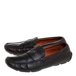 Prada Dark Brown Leather Slip On Loafers Size 41