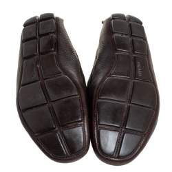 Prada Dark Brown Leather Slip On Loafers Size 41