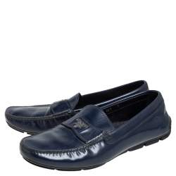 مملوكة مسبقًا حذاء لوفرزبرادا جلد أزرق سليب أون مقاس 41