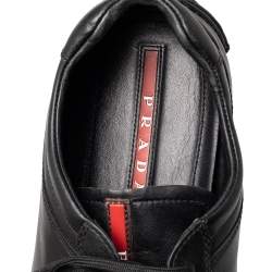 Prada Black Leather Low Top Sneakers Size 45