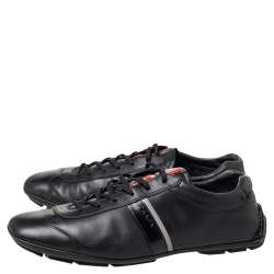 Prada Black Leather Low Top Sneakers Size 45