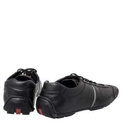 Prada Black Leather Low Top Sneakers Size 45