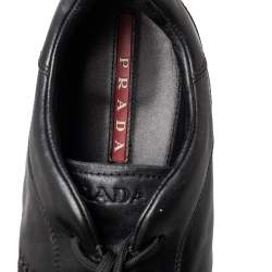 Prada Sport Black Leather Low Top Sneakers Size 45