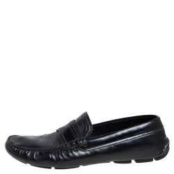 مملوكة مسبقًا Prada Black Leather Penny Slip On Loafers Size 42.5